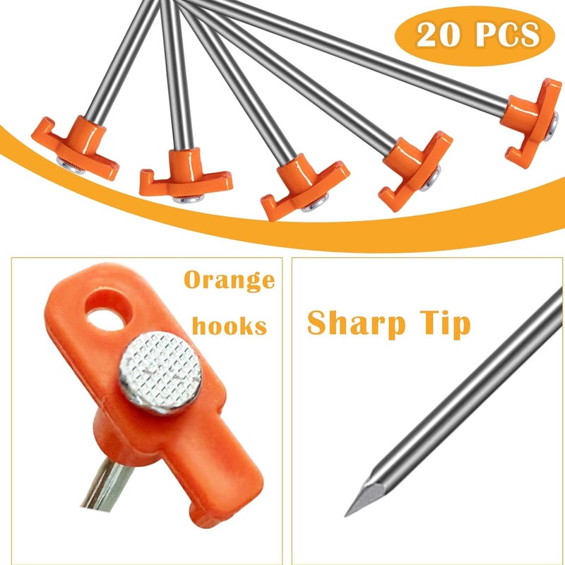 Nexboraque 20 Pack Tent Stakes - 9.75 Inch Galvanized Non-Rust Ground Stakes Heavy Duty Canopy Anchors Metal Tent Pegs for Camping, Garden, Hiking, Orange - Image 3